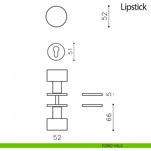 Pomello per porta Lipstick girevole Olivari bassa foro yale