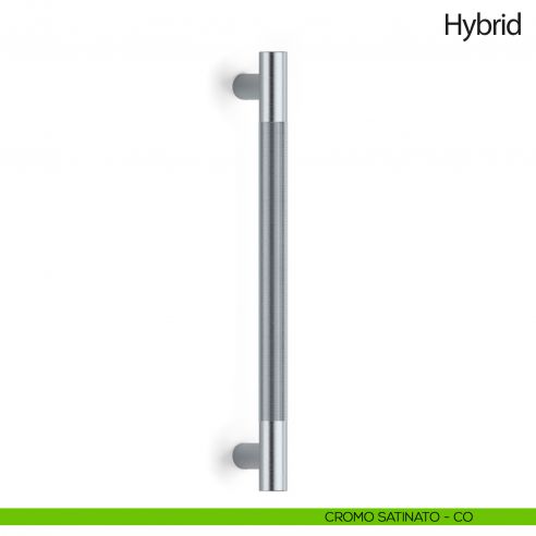 Maniglione per porta Hybrid Olivari senza rosette cromo satinato