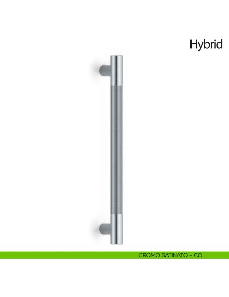 Maniglione per porta Hybrid Olivari senza rosette cromo satinato