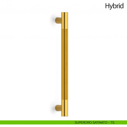 Maniglione per porta Hybrid Olivari senza rosette superoro satinato