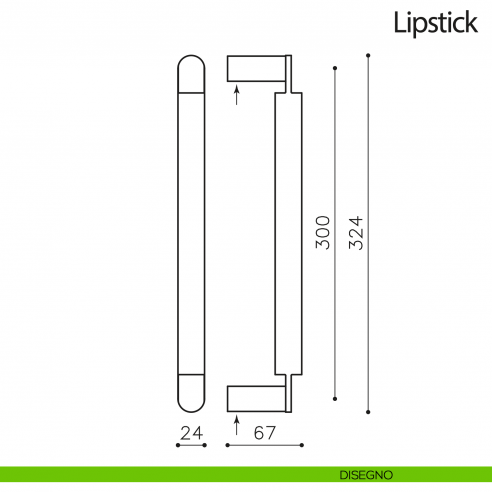 Maniglione per porta Lipstick Olivari senza rosette disegno