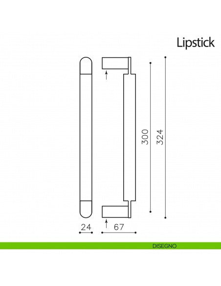 Maniglione per porta Lipstick Olivari senza rosette disegno