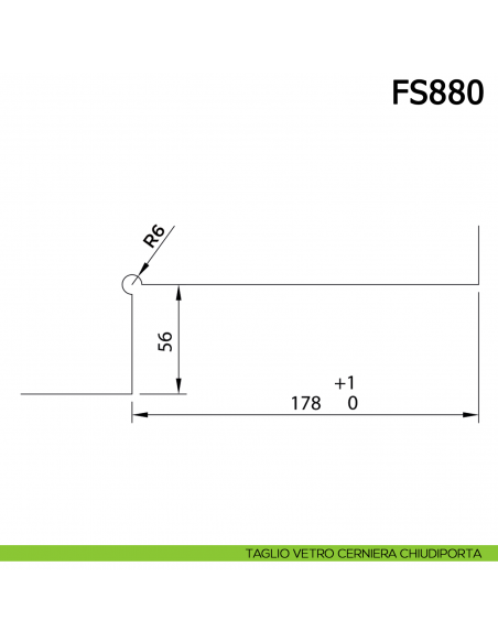 Cerniera chiudiporta a pavimento Meroni FS880 per porte in vetro a bilico pivot - taglio vetro cerniera chiudiporta