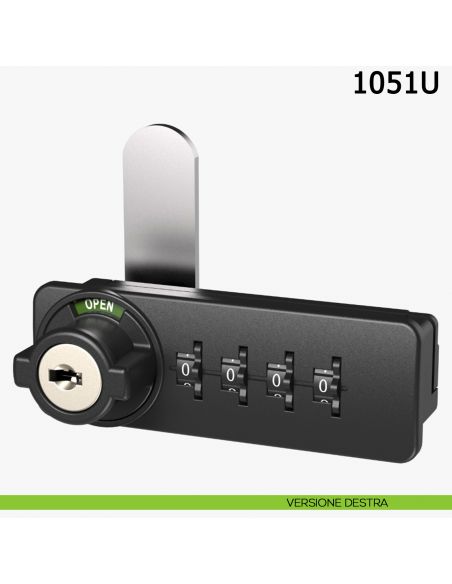 Serratura a combinazione meccanica per mobile 1051U Meroni - versione destra