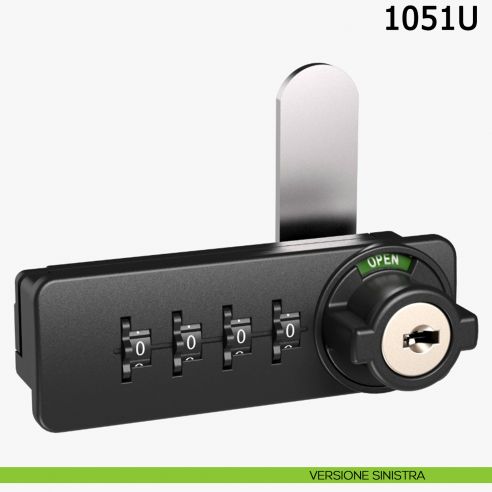 Serratura a combinazione meccanica per mobile 1051U Meroni - versione sinistra