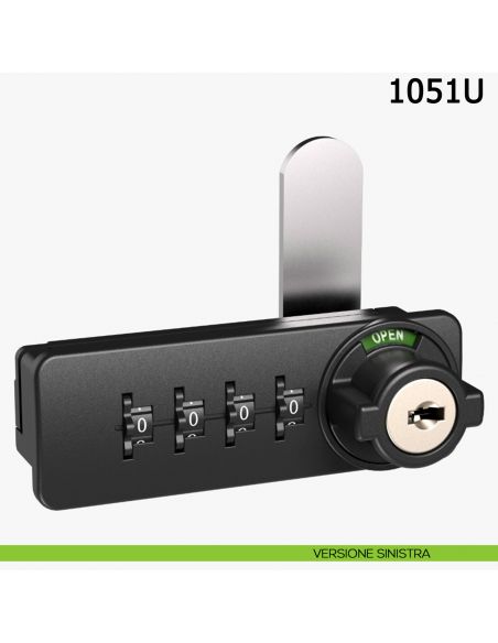 Serratura a combinazione meccanica per mobile 1051U Meroni - versione sinistra