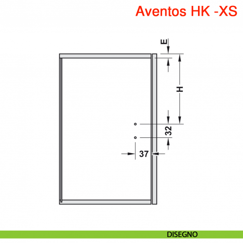 Sistema per anta a ribalta Blum Aventos HK-XS - disegno