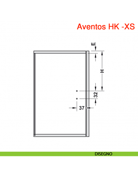 Sistema per anta a ribalta Blum Aventos HK-XS - disegno