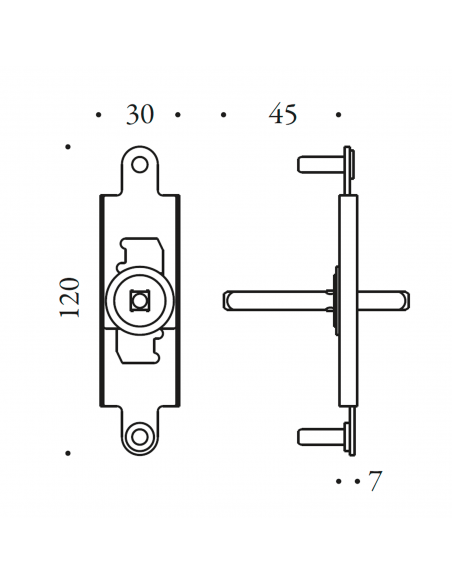 Movimento MP Q.7 per maniglia finestra cremonese Antologhia disegno