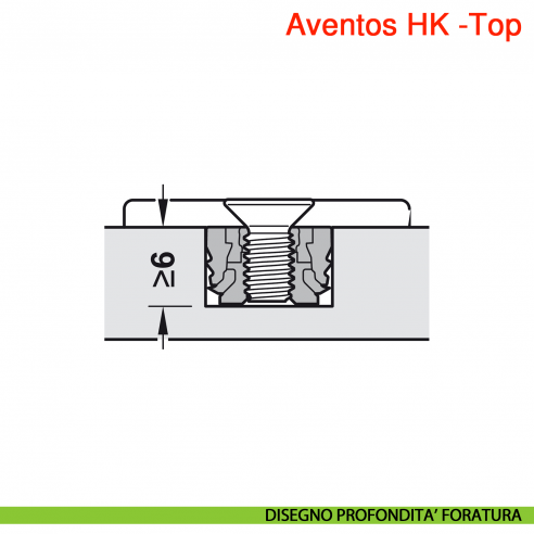 Set attacco frontale Blum 20S42T1 Aventos HK-Top per ante sottili spessore da 8-14 mm fissaggio EXPANDO T