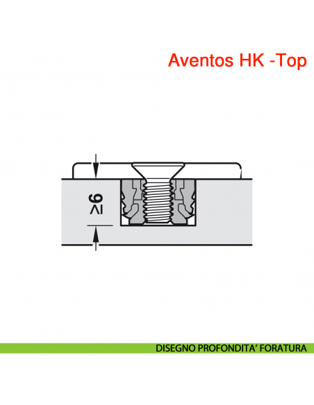 Set attacco frontale Blum 20S42T1 Aventos HK-Top per ante sottili spessore da 8-14 mm fissaggio EXPANDO T