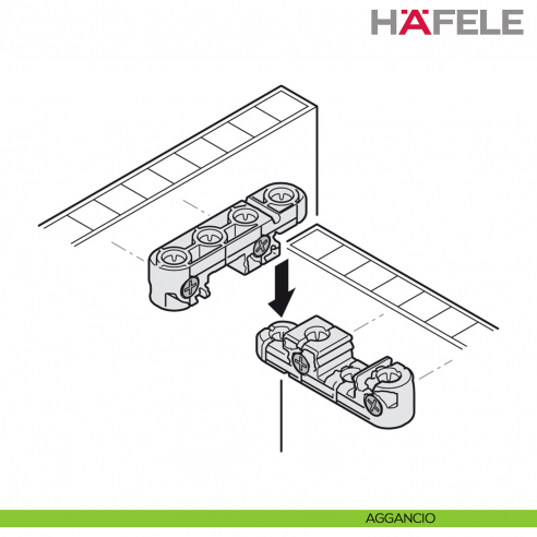 Giunto universale Hafele Ixconnect UC 16/64 per connessioni rimovibili e nascoste - disegno