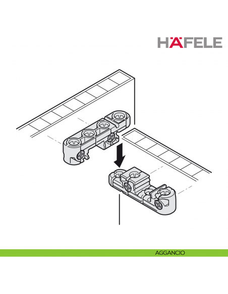 Giunto universale Hafele Ixconnect UC 16/64 per connessioni rimovibili e nascoste - disegno