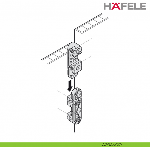 Giunto universale Hafele Ixconnect UC 16/64 per connessioni rimovibili e nascoste - disegno