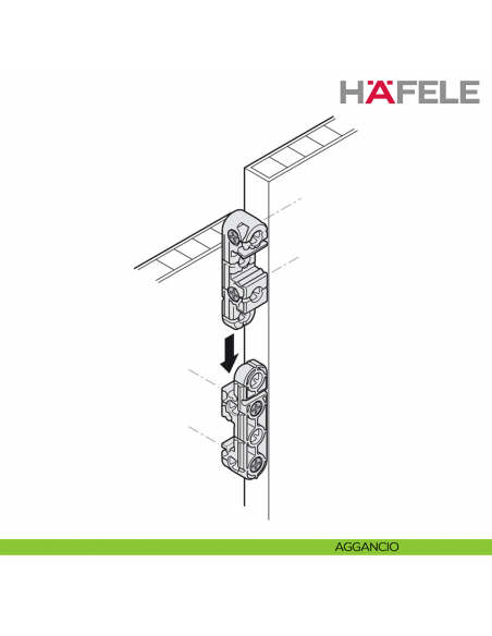 Giunto universale Hafele Ixconnect UC 16/64 per connessioni rimovibili e nascoste - disegno