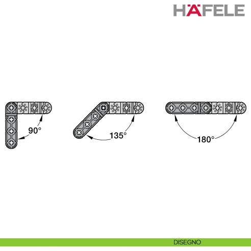 Giunto universale Hafele Ixconnect UC 16/64 per connessioni rimovibili e nascoste - disegno