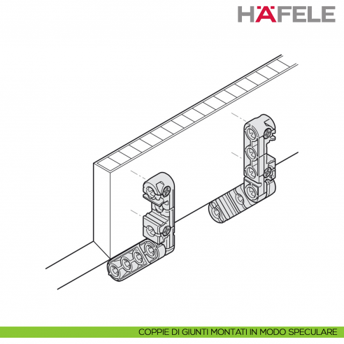 Giunto universale Hafele Ixconnect UC 16/64 per connessioni rimovibili e nascoste - disegno