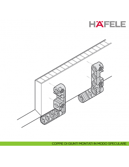 Giunto universale Hafele Ixconnect UC 16/64 per connessioni rimovibili e nascoste - disegno