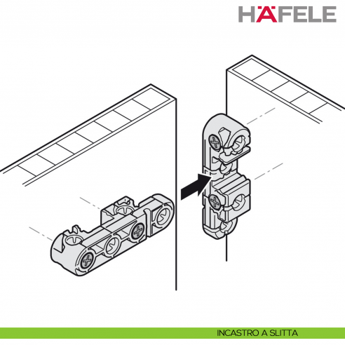 Giunto universale Hafele Ixconnect UC 16/64 per connessioni rimovibili e nascoste - disegno