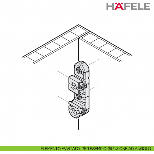 Giunto universale Hafele Ixconnect UC 16/64 per connessioni rimovibili e nascoste - disegno