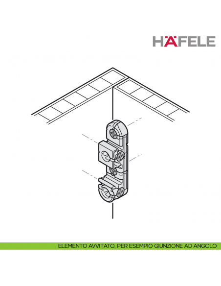 Giunto universale Hafele Ixconnect UC 16/64 per connessioni rimovibili e nascoste - disegno