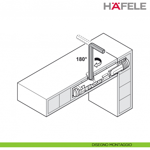 Giunzione ad aspansione Hafele Ixconnect UC 8/60 per spessore legno a partire da 15 mm - disegno montaggio