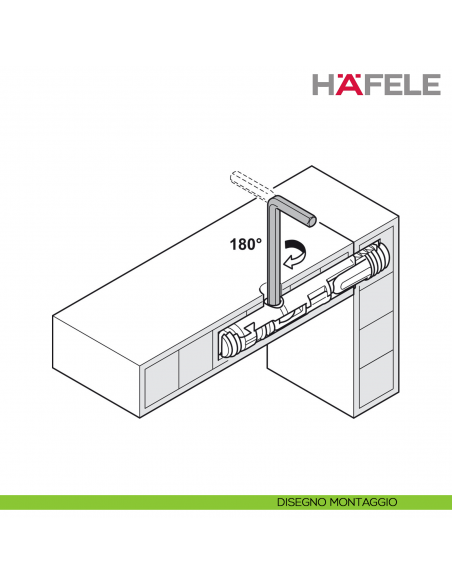 Giunzione ad aspansione Hafele Ixconnect UC 8/60 per spessore legno a partire da 15 mm - disegno montaggio