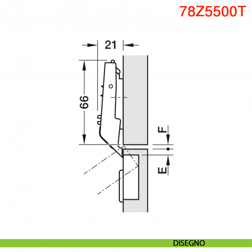Cerniera centrale Blum 78Z5500T Clip Top per Aventos HF senza molla apertura 134 gradi - disegno