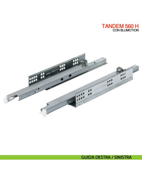 Guida Blum Tandem Blumotion 560H portata 30 kg estrazione totale ammortizzata con frizioni di montaggio - guida destra/sinistra