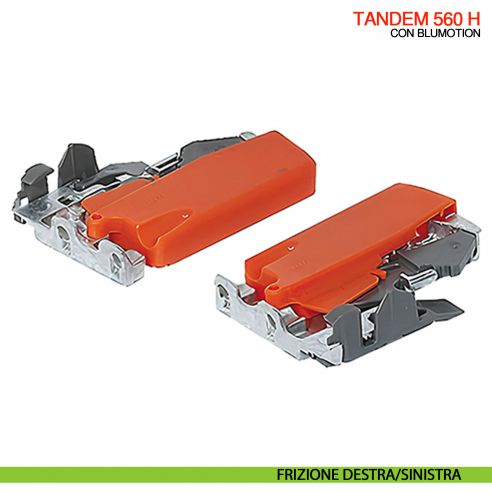 Guida Blum Tandem Blumotion 560H portata 30 kg estrazione totale ammortizzata con frizioni di montaggio