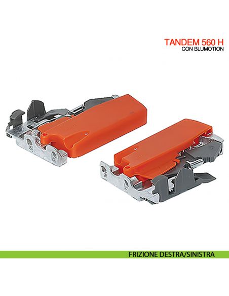 Guida Blum Tandem Blumotion 560H portata 30 kg estrazione totale ammortizzata con frizioni di montaggio