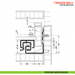 Guida per cassetto Blum Tandem Blumotion 560H portata 30 kg estrazione totale ammortizzata 2
