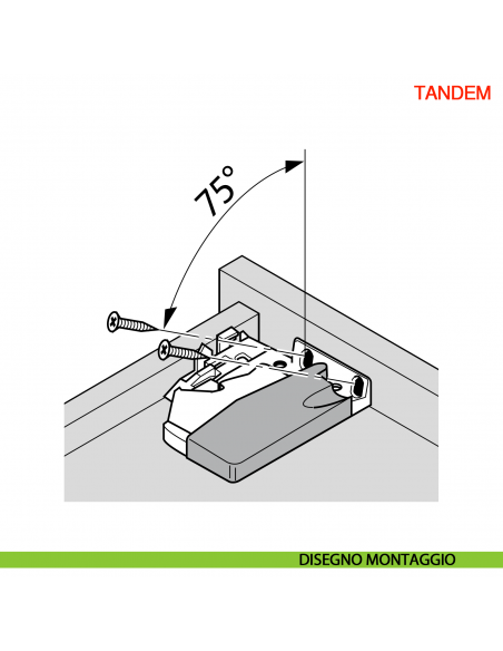 Frizione di montaggio sinistra per guida per cassetto Blum Tandem T51.1700.04 - disegno montaggio