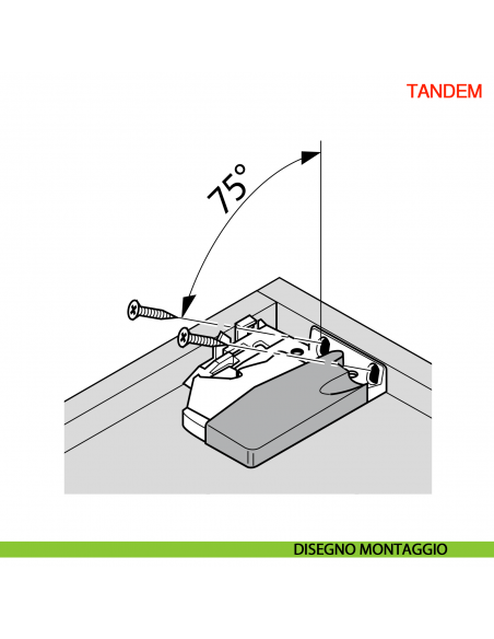 Frizione di montaggio sinistra per guida per cassetto Blum Tandem T51.1700.04 - disegno montaggio