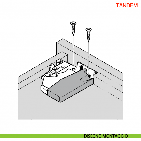 Frizione di montaggio destra per guida per cassetto Blum Tandem T51.1700.04 - disegno montaggio