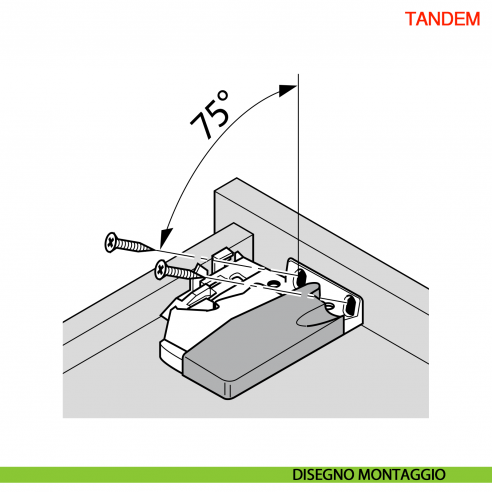 Frizione di montaggio destra per guida per cassetto Blum Tandem T51.1700.04 - disegno montaggio