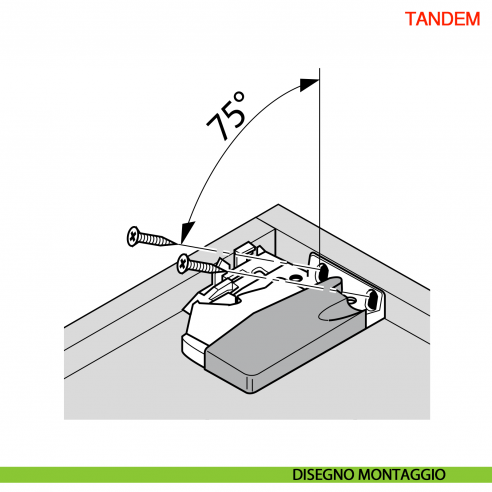Frizione di montaggio destra per guida per cassetto Blum Tandem T51.1700.04 - disegno montaggio