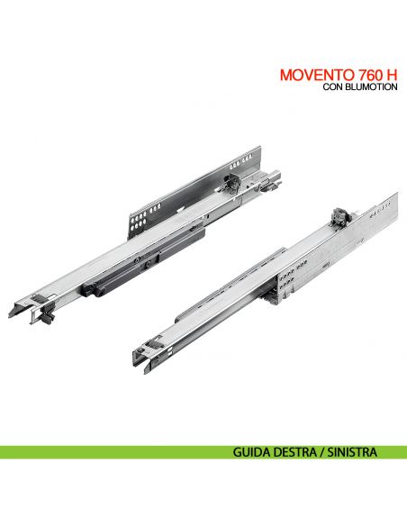 Guida Blum Movento Blumotion 760H portata 40 kg estrazione totale ammortizzata con frizioni di montaggio - guida destra/sinistra