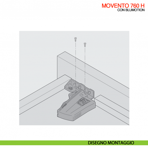 Frizione di montaggio sinistra per guida per cassetto Blum Movento T51.7601 - disegno montaggio