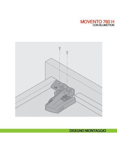 Frizione di montaggio sinistra per guida per cassetto Blum Movento T51.7601 - disegno montaggio
