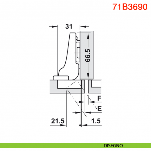 Cerniera Blum 71B3690 Clip Top Blumotion mezza battuta ammortizzata apertura 110 gradi montaggio INSERTA