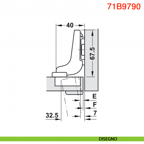 Cerniera Blum 71B9790 Clip Top Blumotion per ante spesse battuta interna ammortizzata apertura 95 gradi montaggio INSERTA