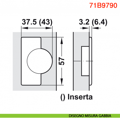 Cerniera Blum 71B9790 Clip Top Blumotion per ante spesse battuta interna ammortizzata apertura 95 gradi montaggio INSERTA
