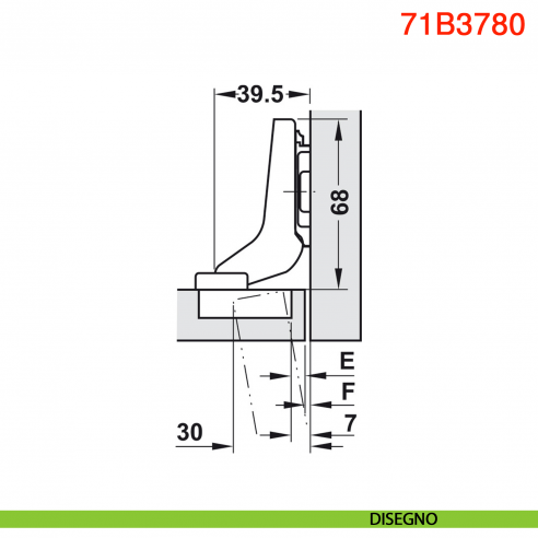 Cerniera Blum 71B3780 Clip Top Blumotion battuta interna ammortizzata apertura 110 gradi inserimento a pressione