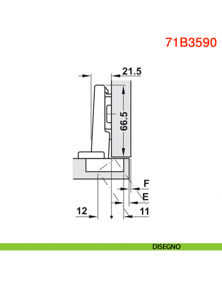 Cerniera Blum 71B3590 Clip Top Blumotion a battuta ammortizzata apertura 110 gradi montaggio INSERTA nero onice