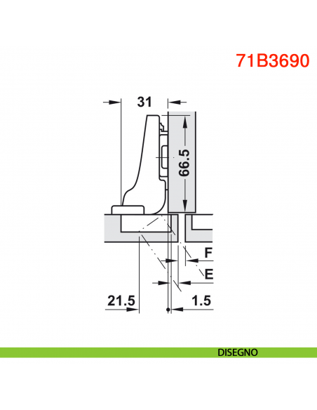 Cerniera Blum 71B3690 Clip Top Blumotion mezza battuta ammortizzata apertura 110 gradi montaggio INSERTA nero onice