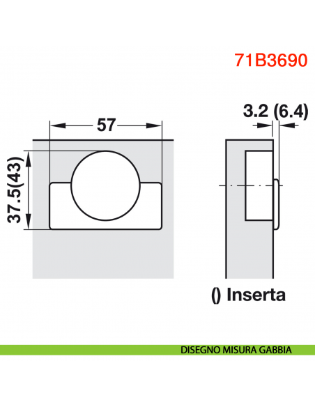 Cerniera Blum 71B3690 Clip Top Blumotion mezza battuta ammortizzata apertura 110 gradi montaggio INSERTA nero onice