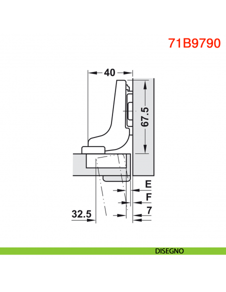 Cerniera Blum 71B9790 Clip Top Blumotion per ante spesse battuta interna ammortizzata apertura 95 gradi con INSERTA nero onice