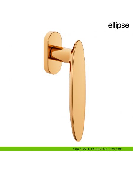 Maniglia per finestra martellina DK Ellipse dnd - oro antico lucido