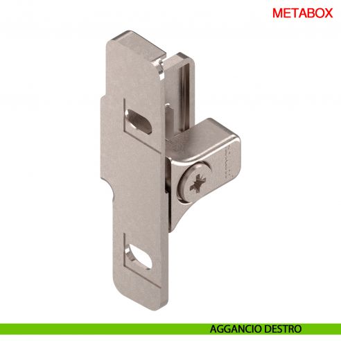 Attacco frontale destro Blum Metabox ZSF.1510.04 per spondina altezza 54 mm montaggio con viti